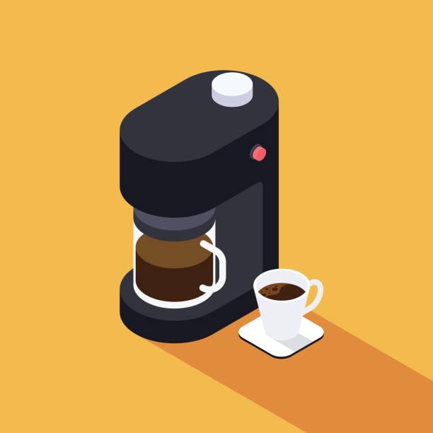 Coffee maker machine with coffee cup isometric view flat design, vector... Coffee maker machine with coffee cup isometric view flat design, vector...